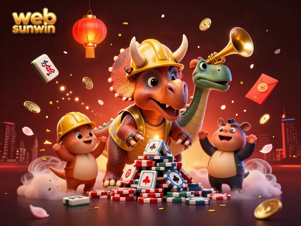 Experience the excitement of web sunwin with immersive casino elements like poker chips and festive decorations.