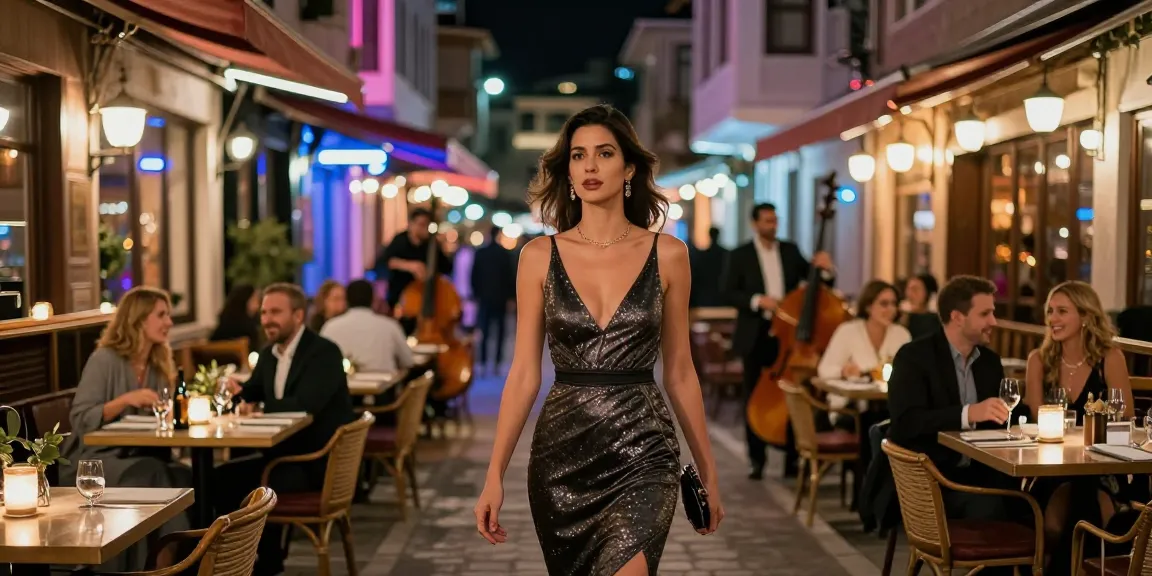 Sefaköy Escort enjoying the vibrant nightlife in an elegant urban setting, showcasing style and sophistication.