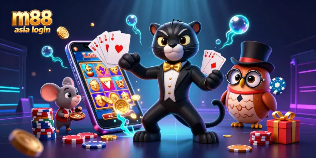 Win big with the m88 asia login while experiencing vibrant casino action in a 3D illustration.