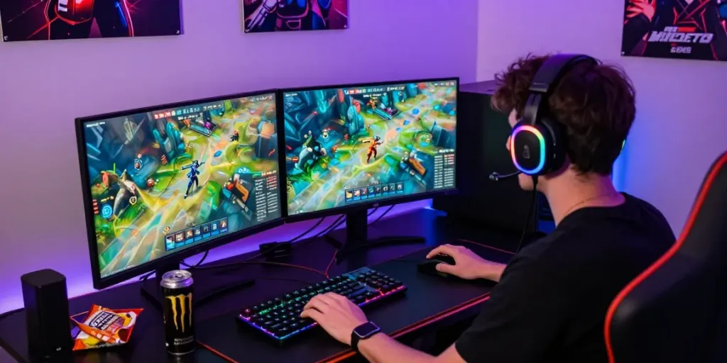 Pengguna diana4d menikmati permainan online di ruang gaming yang dinamis.
