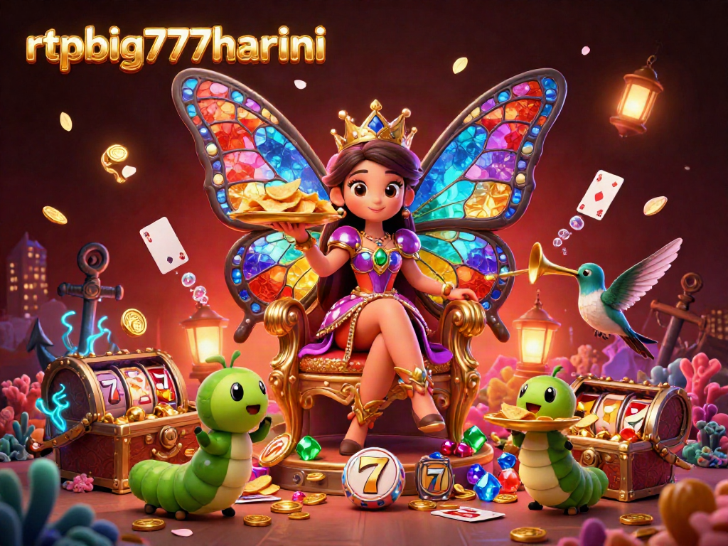 Engage with rtpbig777hariini's vibrant and exciting gaming scene featuring slot reels and a colorful illustration.