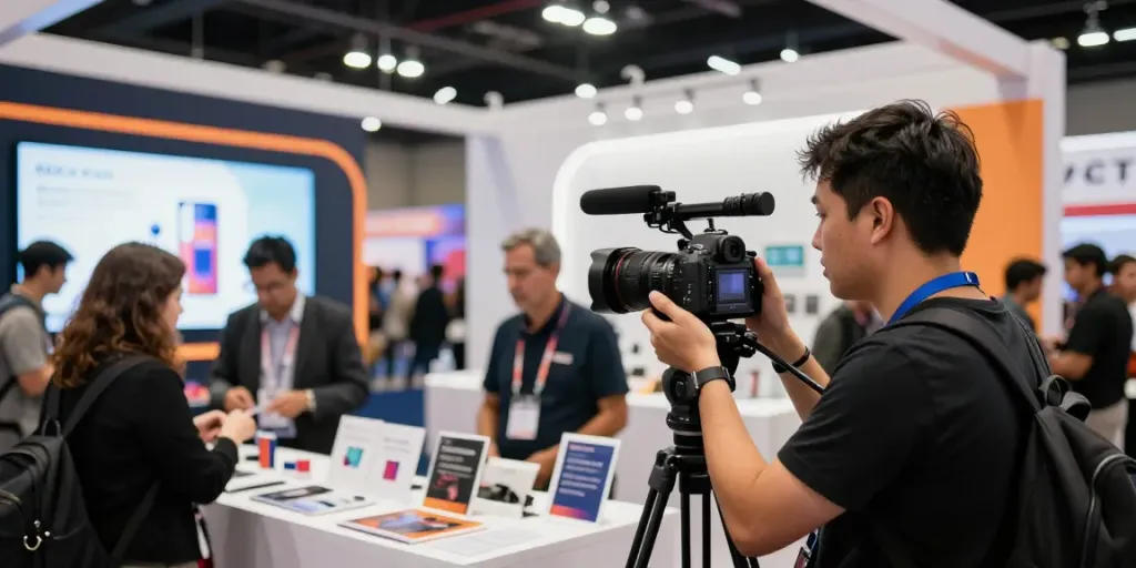 Engaging trade show videography Los Angeles, California capturing dynamic interactions and vibrant exhibits during a professional event.