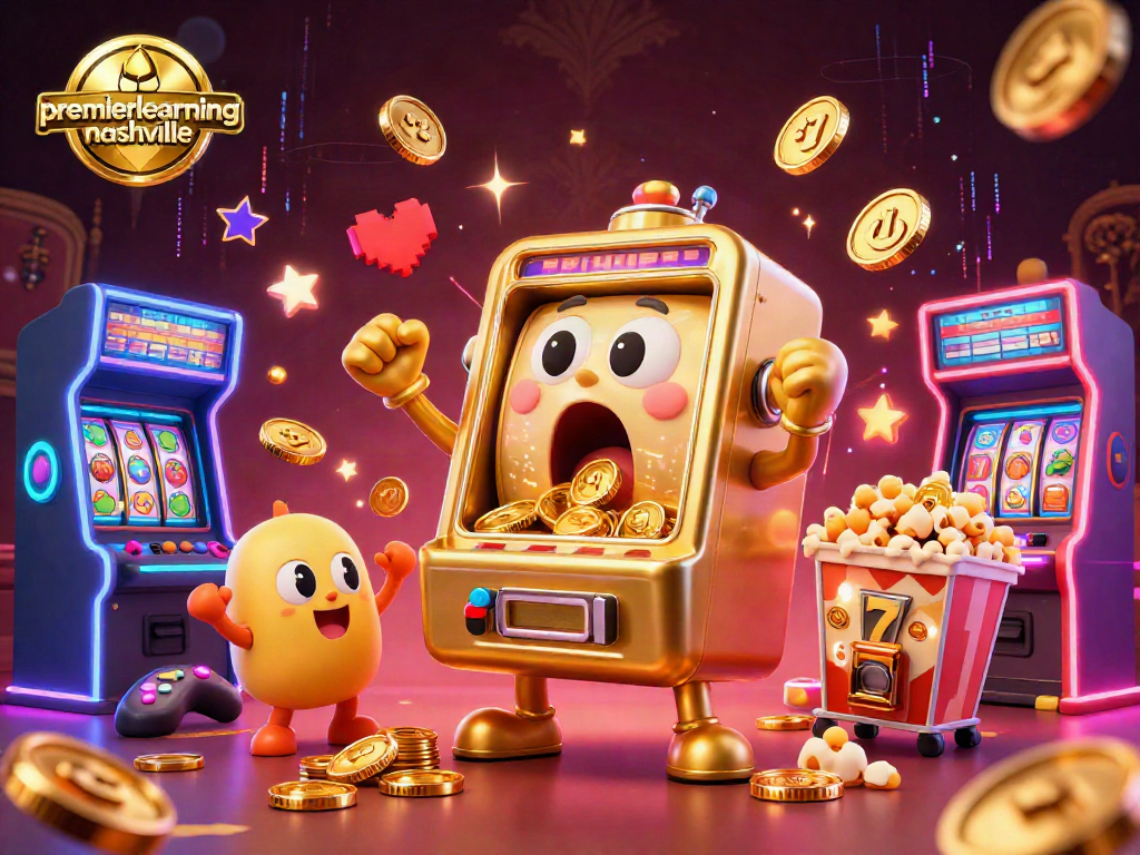 Slot mesin emas premierlearningnashville sedang menang jackpot yang mengeluarkan koin.