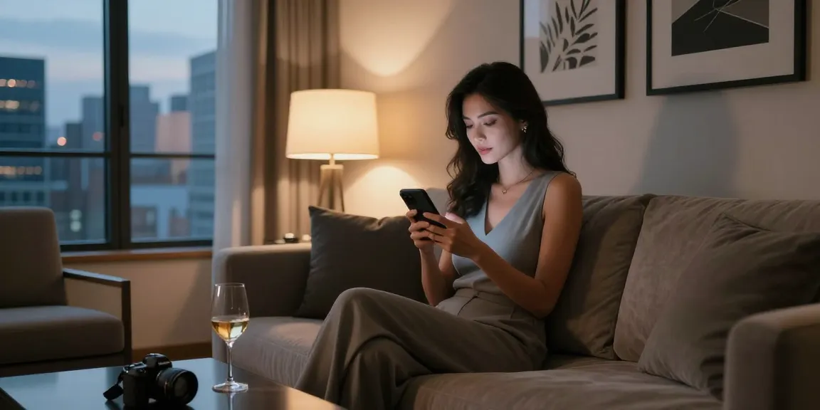 Beylikdüzü escort, şık apartman içinde kadın ve romantik atmosfer.