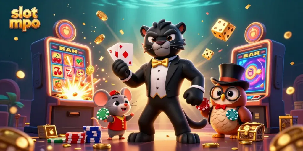 Experience the thrill of winning with slot mpo through this vibrant 3D casino illustration.