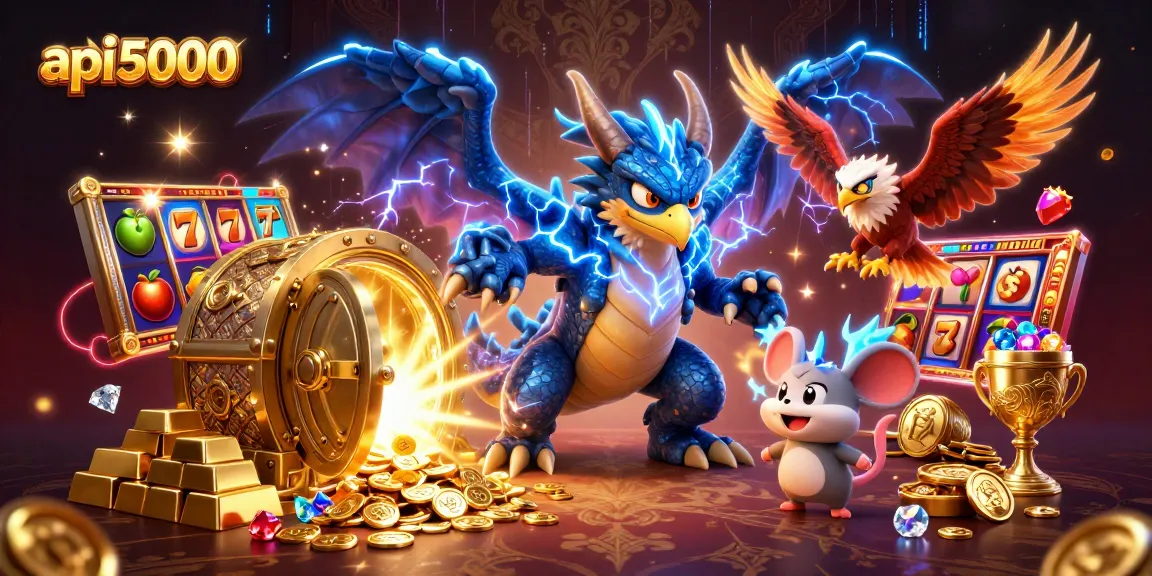 Memainkan api5000 di dunia kasino dengan naga dan harta karun berkilau.