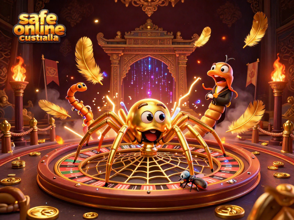 Engage with a vibrant illustration of a safe online casino Australia scene featuring lively characters and elements.