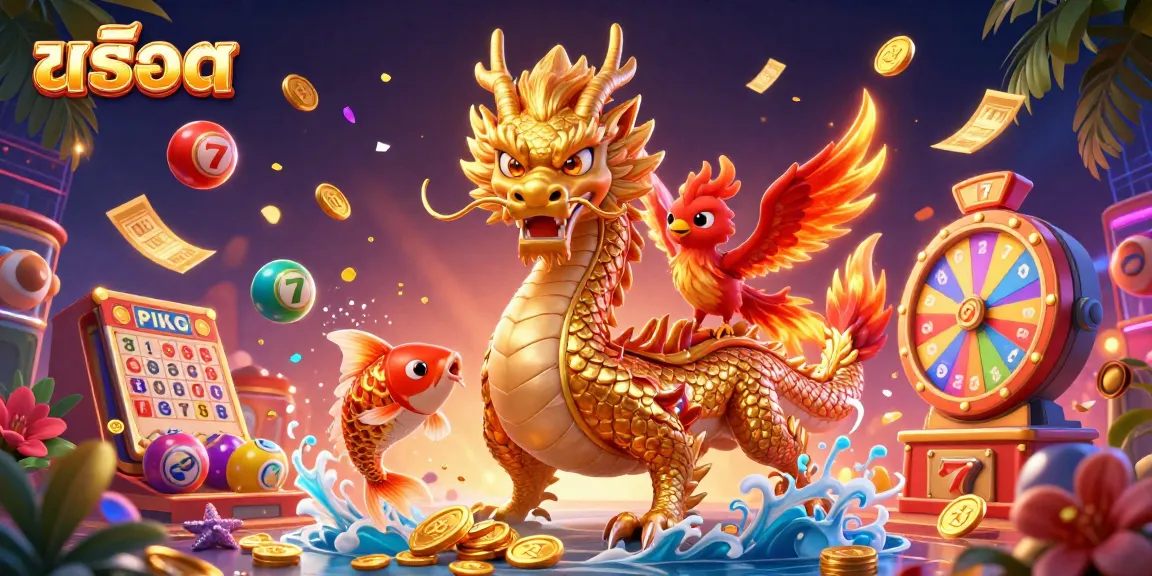 Experience the thrill of slots with powerful characters like a golden dragon and flaming phoenix in a vibrant casino scene.