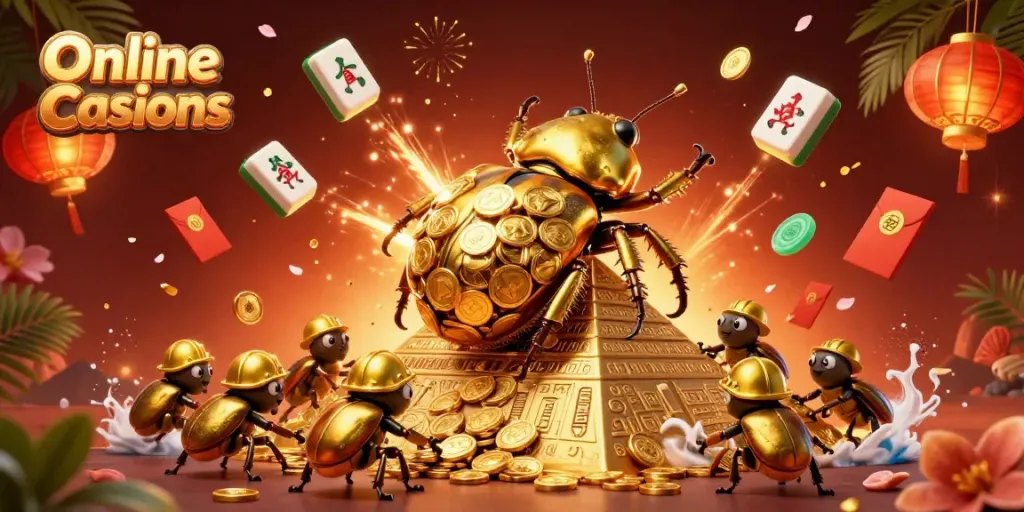 Engage with top Online Casinos featuring a golden beetle scene of luck and fun.