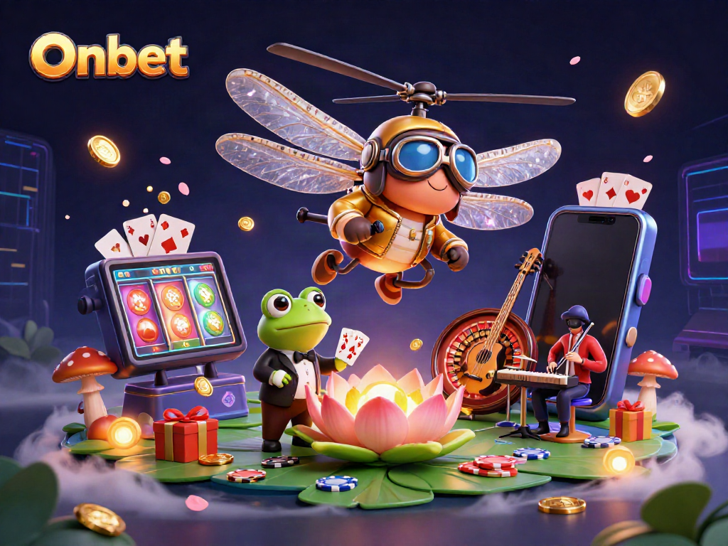 Experience immersive gaming at Onbet with a dragonfly pilot, frog dealer, and jazz-playing crickets.
