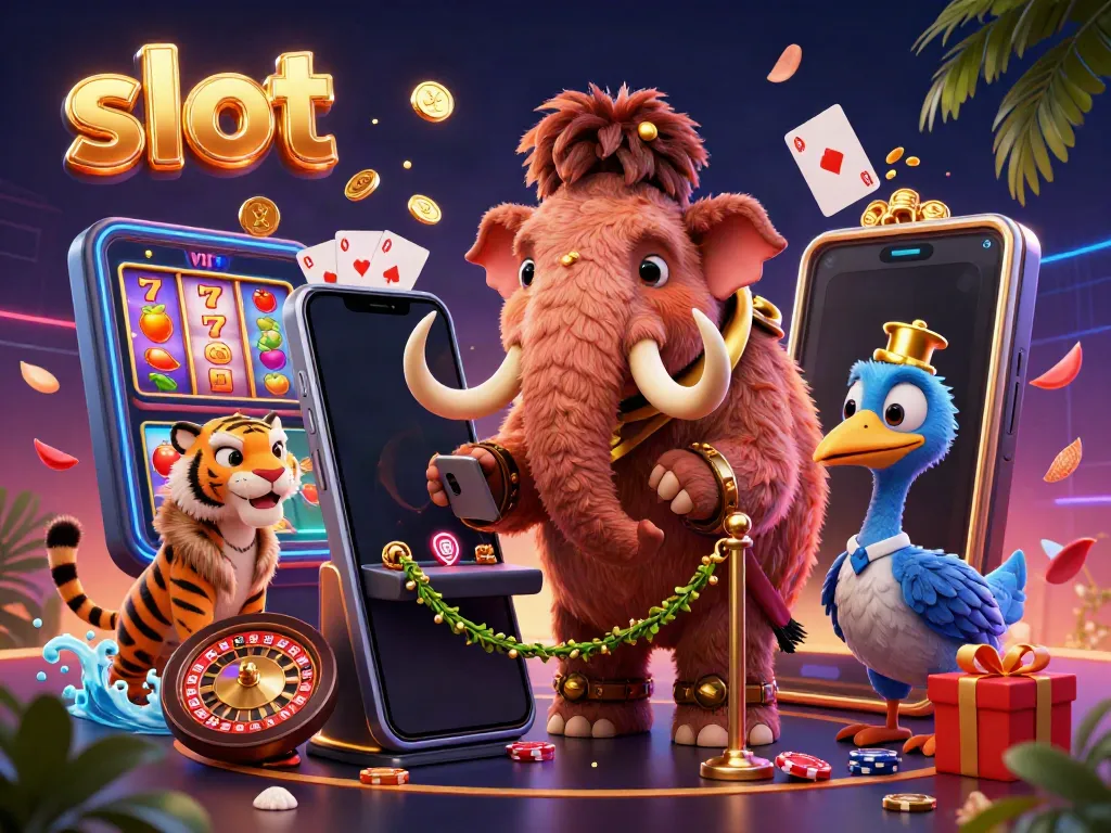 Experience thrilling slot action with vibrant characters and dynamic gaming elements in a lively casino scene.