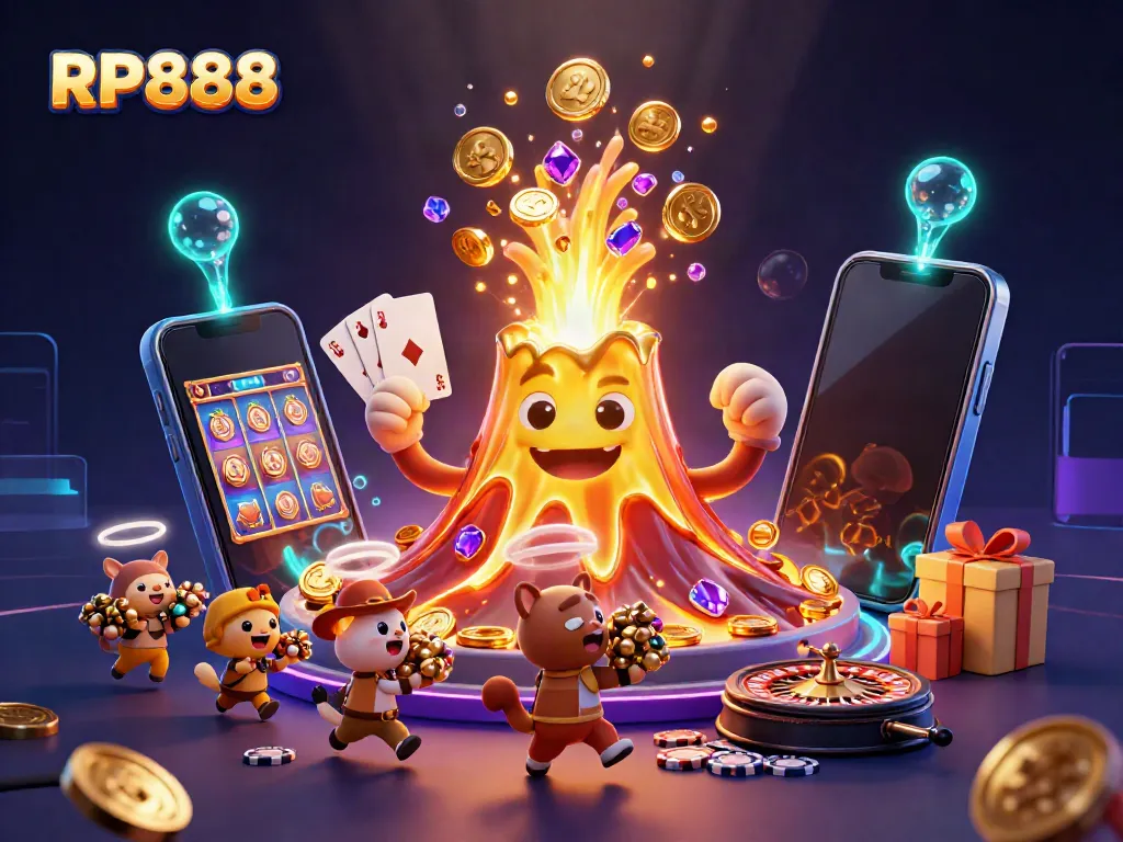 Experience the thrilling excitement of RP888 with a vibrant, dynamic casino scene full of treasure and adventure.
