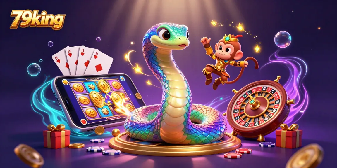 Spin and win at 79king with vibrant slots and lively characters in a magical casino scene!