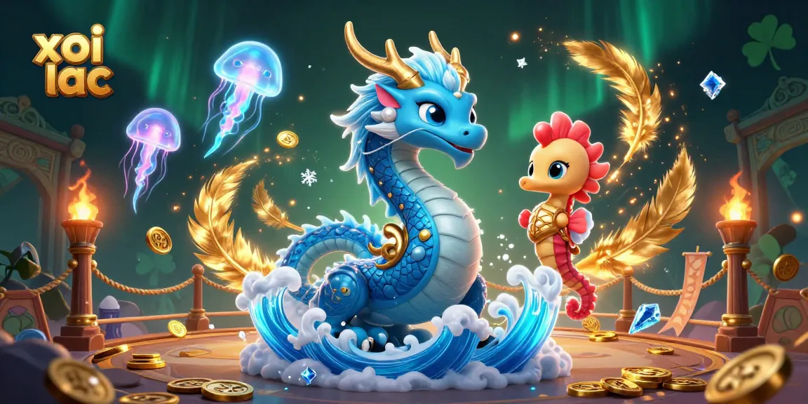 Xoi lac captures a thrilling online gambling experience with a vibrant dragon and seahorse in action.
