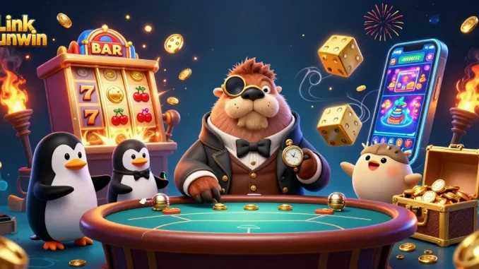 Experience thrilling gameplay at Link Sunwin with imaginative 3D characters in a vibrant casino scene.