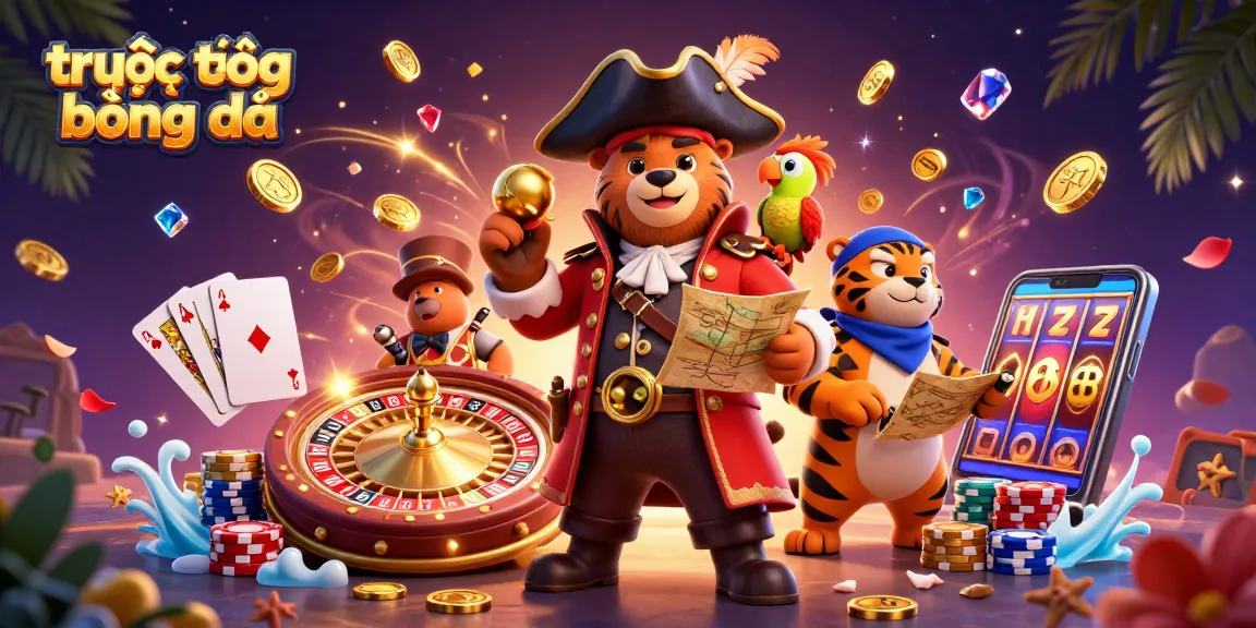 Experience trực tiếp bóng đá through a vibrant online casino scene filled with excitement and winning treasures.
