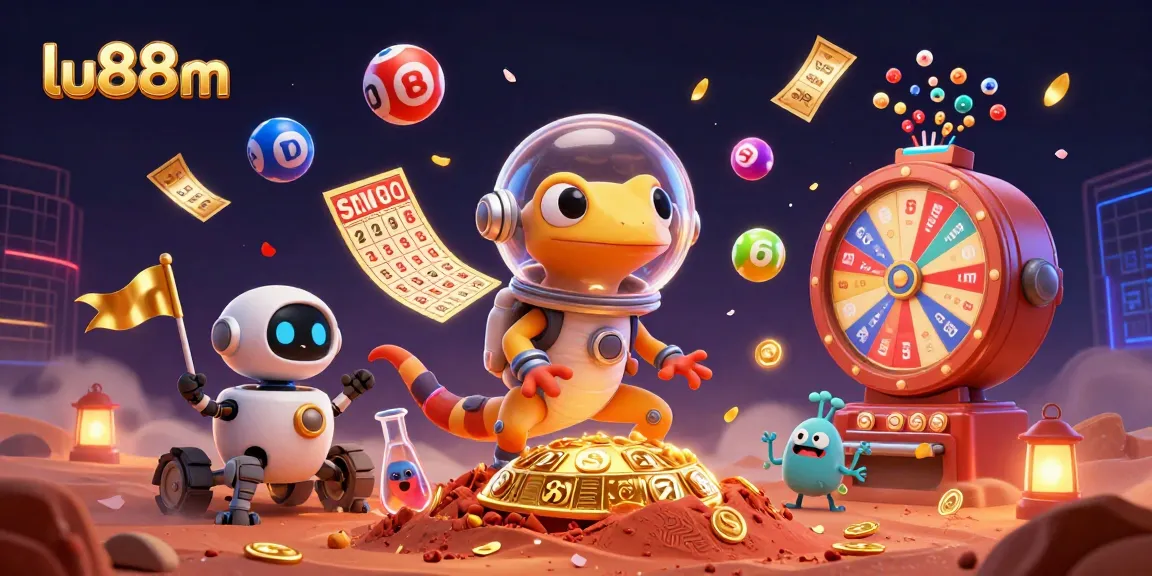 Experience casino excitement with lu88m as a Martian gecko uncovers treasures amidst vibrant gambling elements.