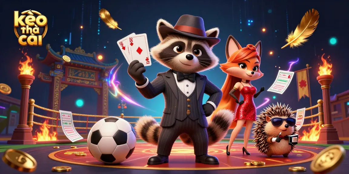 Engage with kèo nhà cái in a thrilling sports betting scene featuring animated characters and dynamic betting elements.