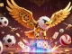 Experience the excitement of 纸飞机下载 with a cybernetic eagle soaring through a dynamic casino scene.