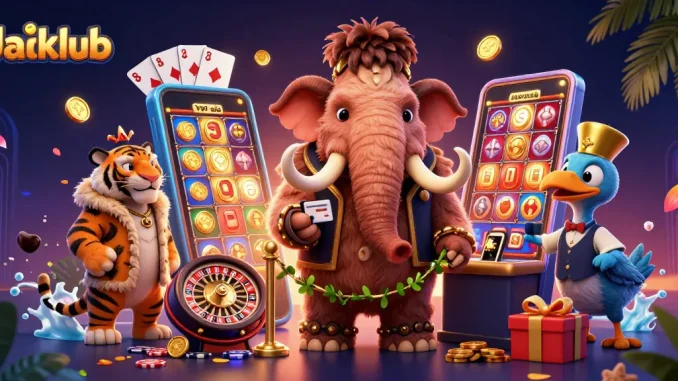 Jaiclub offers an immersive casino experience with vibrant characters and engaging game elements.