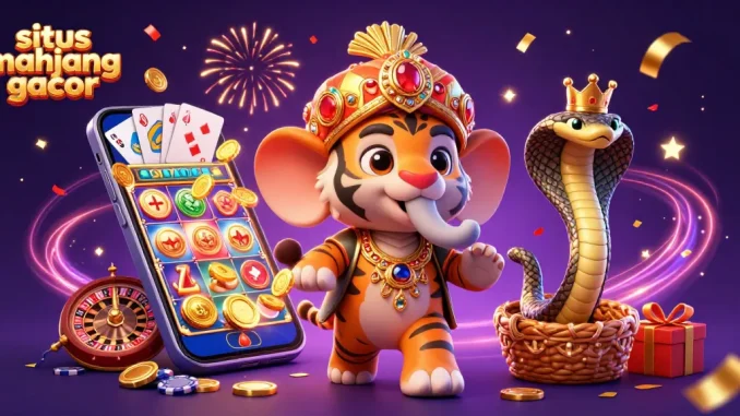 Play amazing games with situs mahjong gacor as the Indian maharaja tiger celebrates wins in this vibrant scene.