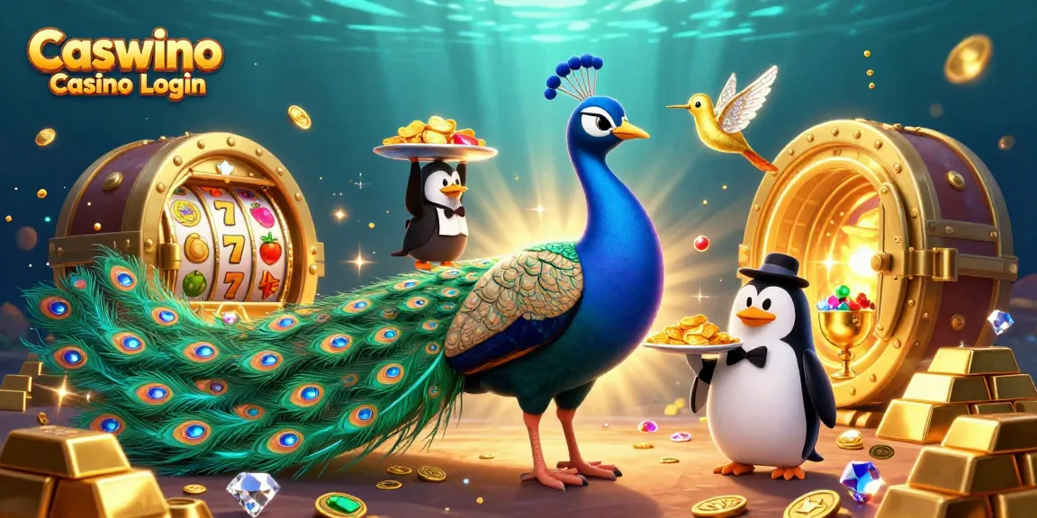 Play and win at Caswino Casino Login with a vibrant 3D illustration showcasing exciting gaming elements and characters.