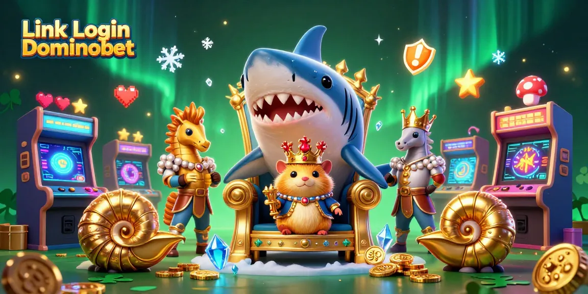 Engage in vibrant gameplay with the Link Login Dominobet, featuring a golden hamster king and colorful arcade elements.