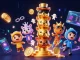 Play exciting games at tải sun win with vibrant casino elements and glowing cryptocurrencies.