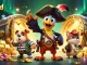 Experience thrilling wins with budi4d, illustrated by pirate characters among treasures and casino elements.
