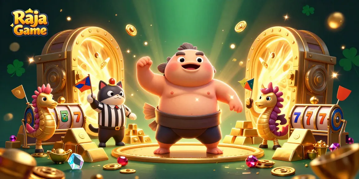 Play exciting games on Raja Game with a vibrant 3D illustration featuring a fantastical underwater casino scene.