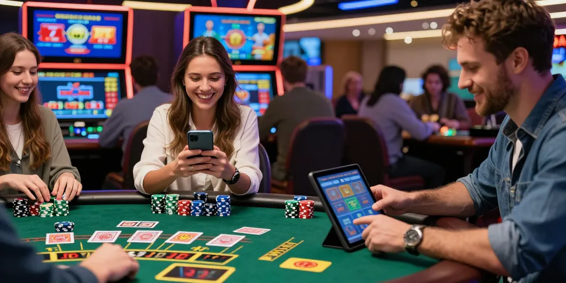 Credit card casinos scene at https://eviz.org.uk showcasing players enjoying games, technology, and vibrant atmosphere.