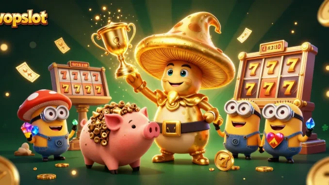 Experience exciting gameplay at wopslot with a magical golden mushroom wizard and winning slot elements.
