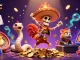 Experience gmnc's vibrant world of online gambling with a dancing mariachi rooster and festive elements.