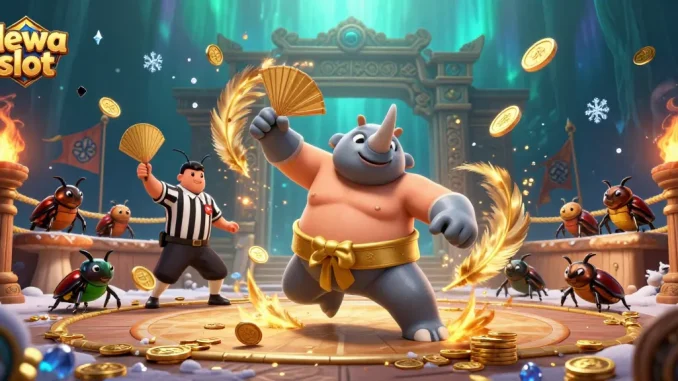 Mainkan dewa slot dengan karakter menarik dalam ilustrasi 3D ini, menampilkan aksi dan simbol permainan yang menawan.
