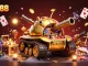 Experience the thrilling game adventure at QQ888 with immersive scenes of a mini casino in a golden beetle tank.