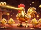 Engage in the excitement of DN88: a golden rooster robot and baby chicks dominate a vibrant casino scene.