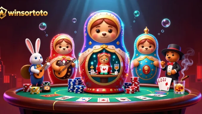 winsortoto celebrates thrilling casino action with a captivating 3D illustration featuring iconic gaming elements.
