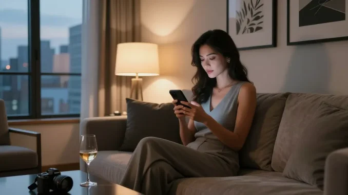 Beylikdüzü escort, şık apartman içinde kadın ve romantik atmosfer.