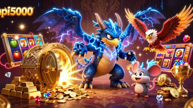Memainkan api5000 di dunia kasino dengan naga dan harta karun berkilau.