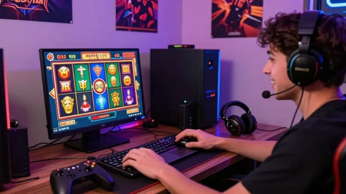 Pengalaman bermain slot gacor secara online dengan simbol berwarna-warni dan suasana nyaman di ruang bermain yang menyenangkan.