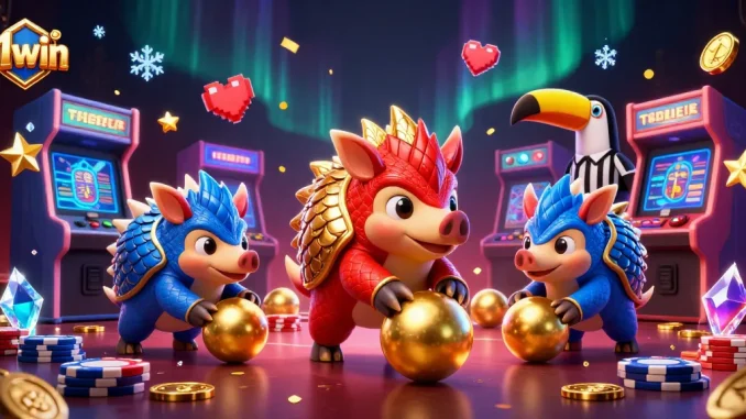 Engage in thrilling gameplay at 11win featuring vibrant pangolins in a casino-inspired digital illustration.
