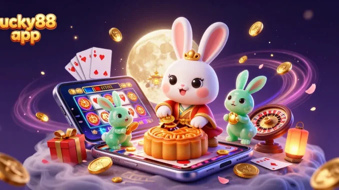 Spin the reels and win with the lucky88 app, featuring vibrant animations and casino excitement.
