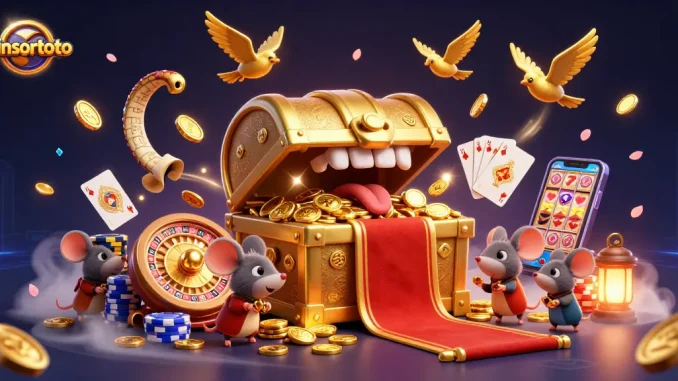 Winsortoto gamers experience riches from the treasure chest as gems and coins cascade in excitement.