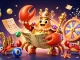 Exciting slot deposit 5000 gameplay illustration featuring a golden crab emperor amidst colorful casino elements.